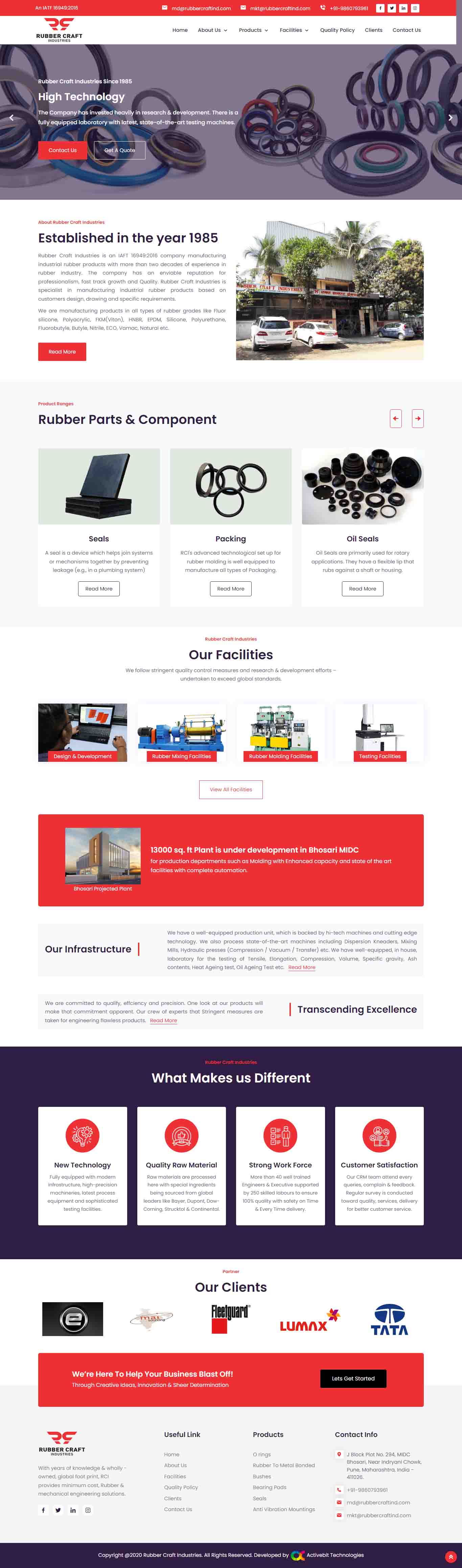 Rubber Craft Industries website design