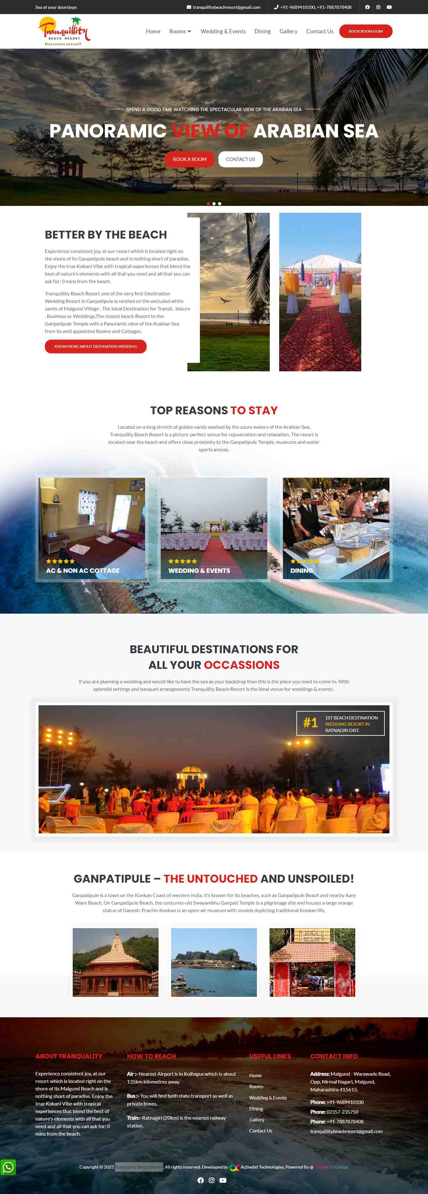 Tranquality Beach Resort web development services pune